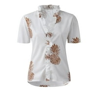 Modni bluze za žensko dugme za temperament V-izrez Bluza za rupu Ležerne košulje L