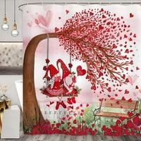 Zavjesa za tuširanje zaljubljenih s kukama ružičasti par gnomi Romantični ružini cvjetni tuš za tuširanje