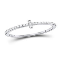 10kt bijelo zlato Ženo okruglo Diamond Cross Sjajljiv prsten CTTW