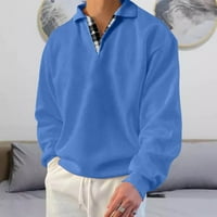 PEDORT MUŠKARSKIH MUŠKARSKIH DUGASHIRTA LOOD SOFT prevelizirani pulover Duks plavi, XL