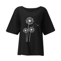 Hanas ženske modne ležerne ljetne grafike labavi vrhovi tiskani kratkih rukava s majicama za pulover okruglog vrata