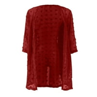 Caicj Cardigan za žene Jesen Ženski liff dugih rukava kabeli Klint Cardigan džemperi Otvori prednju odjeću s džepovima Crvena, 2xL