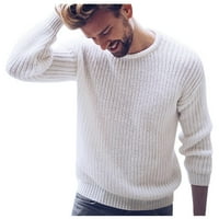 Hanas muški džemper sa čvrstim modnim okruglim vratom dugih rukava pletena gornja bijela s