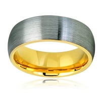 Muškarci Žene Volfram Carbide Vjenčani prsten Comfort Fit Dobili Gold Tone Unner brušeni pištolj Metalni