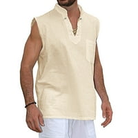 Ljetni vrhovi tenka za muškarce Muška modna sredina boja V-izrez TOP Ljeto Slim Casual majica s kratkim