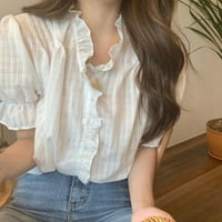 SweetCandy ženska moda V-izrez casual slatka bluza s kratkim rukavima