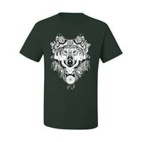 Nacrtani plemenski vuk ljubavnik za životinje Muška grafička majica, šumska zelena, velika
