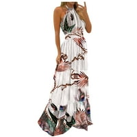Ljetne haljine Trendi tiskani V-izrez A-line Maxi Leisure haljina bez rukava Multicolor 2xl