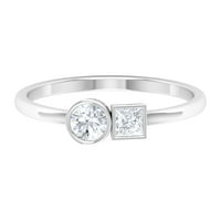 Rosec Jewels CT Okrugli i princezoni rezani prsten, dva kamena moissan prstena, minimalni moissitni