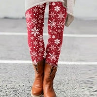 Bacocc gamaše za ženske gamaše All- Žene Ležerne prilike Božićne vitke ispisane elastične duge boot hlače hlače ženske gamaše crvene boje