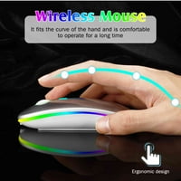 2.4GHz & Bluetooth miš, punjivi bežični LED miš za vivo IQOO u također kompatibilan sa TV laptop Mac iPad Pro Computer Tablet Android - čisto bijelo