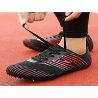 Rotosw muški staza šiljke atletike čipke Up i terenske cipele Unizne tenisice Ženske ne-klizne ravne crne - 7.5