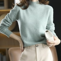 Ženski vrat pleteni džemper jesen zimske pulover čvrste boje dugih rukava dugih rukava