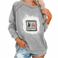 -neck džemper Žene Ljeto Modni ležerni print Okrugli izrez Loose dugih rukava Majica TOP bluza Pulover