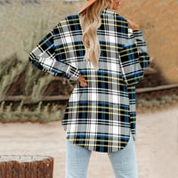 Zimski kaputi za ženske ženske plaćene košulje dugih rukava Flannel rever gumb niz džepne jakne kapute