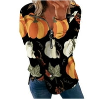 Yyeselk Womens Hallow Dukseri Trendy Lijep uzorak Ispis bluze Jesen odjeća Ležerne majice dugih rukava