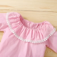 SNGXGN Baby Girls Romper i čvrsta pantalona set dugih rukava hlače za odjeću set odjeće za djevojke odjeće, ružičaste, veličine 80