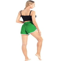 Žene treće kratke hlače Yoga teretana trkački kratke hlače Elastična struka SPLICING Ljetne dupinske hlače za kratke hlače nacrtavanje fitness sportske kratke hlače, zeleni S-4XL