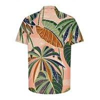 Havajski stil Top za muškarce Veliki i visoki šareni cvjetni print kratkih rukava casual gumb dolje