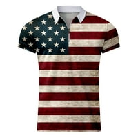 Leey-World Svjetska majica za muškarce Muška američka zastava Polo vrhovi Slim Fit Ljeto kratki rukav