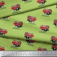 Soimoi Green Pamuk Poplin tkanina Barna i kravlje farme Šiveno šivanje tkanine