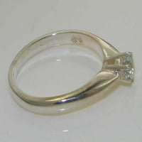 Britanci izrađeni sterling srebrni prirodni akvamarinski ženski zaručni prsten - veličine opcija - veličine 6,75