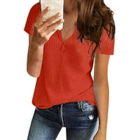 Henley Bluzes Leisure Solid Tops kratki rukav moda za žene crvene 2xl