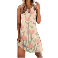Lopecy-Sta ženska haljina s cvjetnim od tiskanom bohom ljeto od rukava bez rukava plaža mini haljine