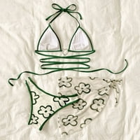 CAICJ PLUS size kupaći komič za kupaće žene Bikini tiskane bez rukava, dvije plažne nose vruće kupaće kostime postavljene bijele boje