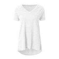 Žene plus veličina Ženska ljetna solidna V izrez Labavi kratki rukav T-majica Blouse White