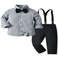 Glookwis Boys Gentleman dugih rukava odjeća s dugim rukavima Švicarska točkica rever za haljine i elastične