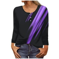 Zkozptok Duksevi za žene plus veličine casual crewneck pulover gradijentne majice bluze, ljubičasta, s