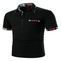 Glonme muški ljetni vrhovi rever vrat polo majica kratki rukav T košulje Golf casual tee classic fit gumb bluza crna s