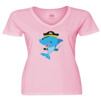 Inktastična gusarska morski pas, slatka morskog psa, mali morski pas, majica s plavim morskim psima V-izrez