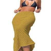 Ženska plaža Midi suknja, vezati struk šuplje pletenje vidi kroz mini haljinu za ženu