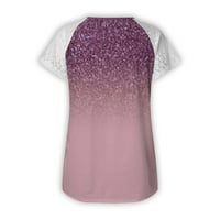 Ženski ljetni vrhovi labavi fit čipkasti patchwork okrugli vrat kratkih rukava majica casual tiska majice