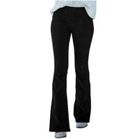 Ležerni sa džepovima Dugme Solid Color Hlače za žensko čišćenje pod visokim strukom dugog pantalona