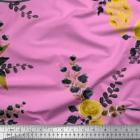 Soimoi Yellow Satin svilena tkanina od lišća i cvjetna tkanina za print u dvorištu široko