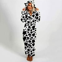 Jedan skok za žene Dressy Unise odrasli Leopard Onesie Hoody Pajamas patelica sa dugim rukavima plišani kombinezon bijeli XL XL