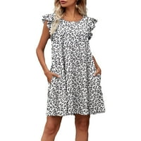 BOHO Leopard Print Scoop vrat za višebojne haljine za žene bez rukava