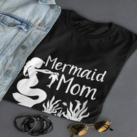 Koralna sirena mama žena crna majica, ženski medij