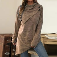 Olyvenn ponude ženske modne duksere neregularne redno turtleneck pulover vrhove čvrste boje casual coffy