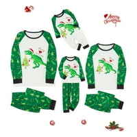 Wybzd Porodica koja odgovara Božićne pidžame, baby romačica Dog Bandana Dinosaur božićno drvo slovo Ispis vrhova hlače Spavaće odjeće
