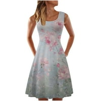 A-line haljina za ženske krađe bez rukava Ležerne haljine ljetna cvjetna haljina za plažu Redovna haljina za ispis