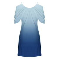 Ljetne haljine za uklanjanje za žene kratki rukav odštampani casual mini schoop Dreck Dreck Plave L