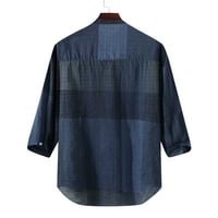Muški pamučni posteljina s dugim rukavima gradijentni majica za odmor up bluza tops n waideel, xxl