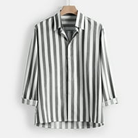 Tdoqot muške majice s dugim rukavima - Ležerni trendy prugasti Striped Fall majica s sivom veličinom