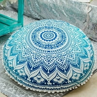 Ana okrugla uzorka jastučnica, boemski jastuk podlozi jastuci za podne jastuke, plavi lotos