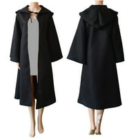 Pgeraug ženski vrhovi Vintage Gothic Solid kapuljač zavoja za zavoj za kapute za žene za žene Crna 2xl