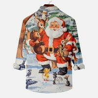 Clearsion Muška majica s dugim rukavima Plaža Santa Claus Print Cardigan majica s dugim rukavima